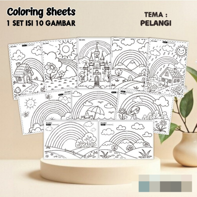 

KERTAS GAMBAR MEWARNAI TEMA PELANGI A4 ISI 10 LEMBAR - COLORING SHEET FOR KIDS READY STOCK