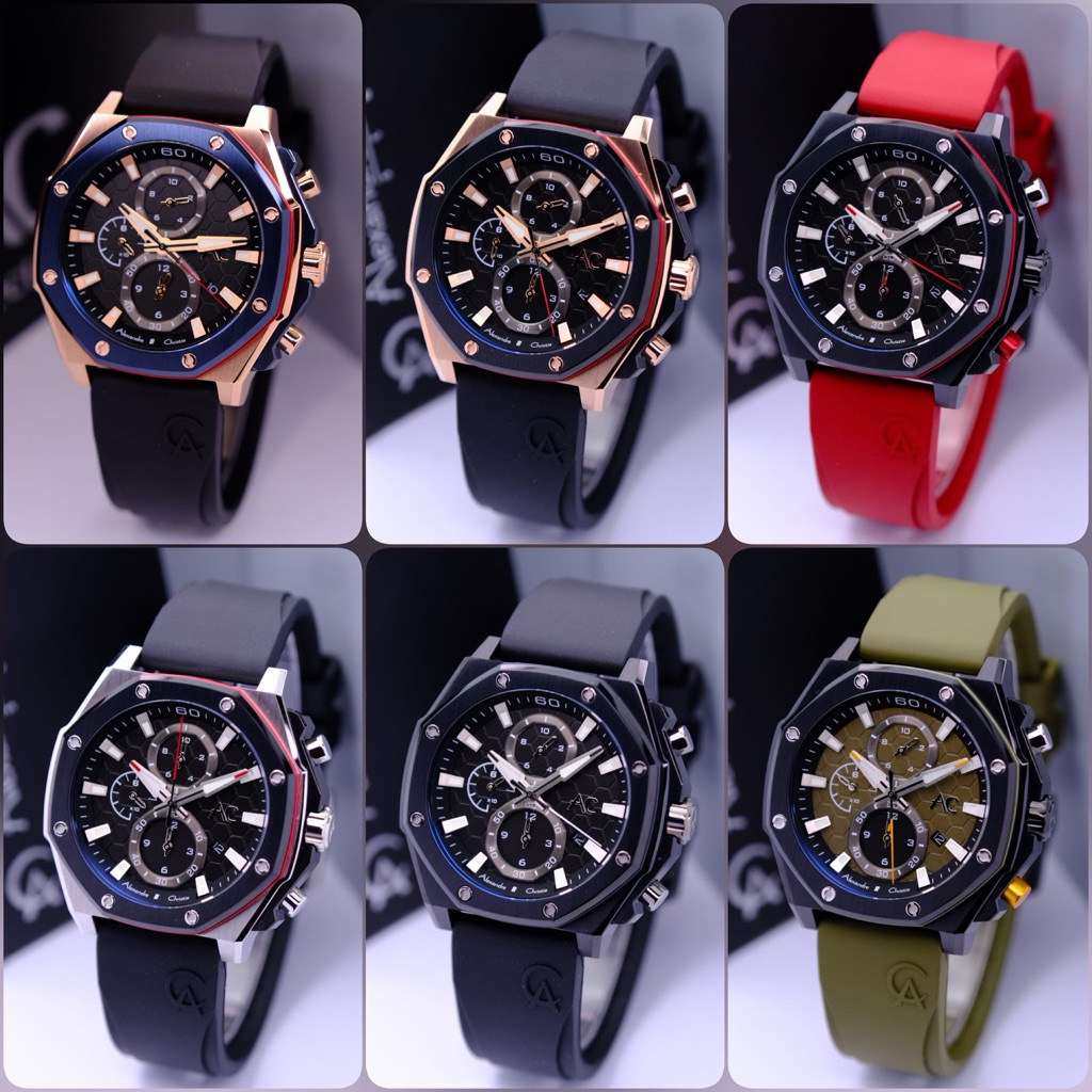 FREE BATRAI COD JAM TANGAN PRIA / WANITA ALEXANDRE CHRISTIE AC 9601 / AC9601 RUBBER / LEATHER / AUTO