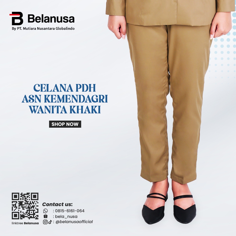 Belanusa - Celana Seragam PDH Khaki Wanita (Bawahan Saja) Kemendagri ASN Pemda PNS Guru | Celana Din