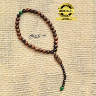 Sylviana723 Tasbih Kayu Gaharu Asli 100% Original Super 33 Butir Mix Kayu Kokka Giok Hijau