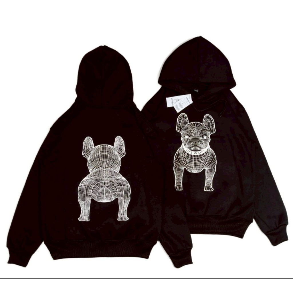 HOODIE SWEATER LW FRENCH BULLDOG RADOG WHITE BLACK