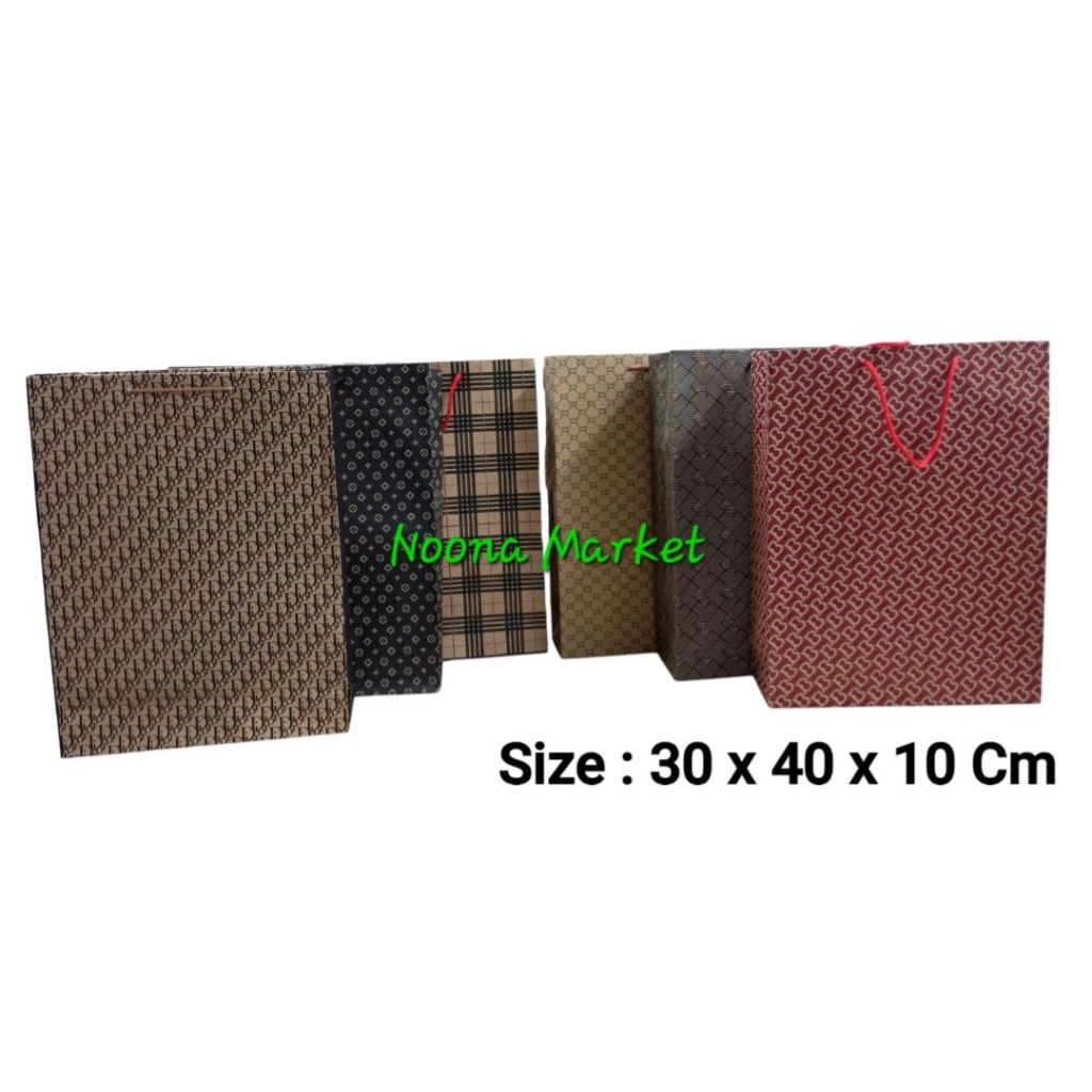 

Paperbag Tegak Motif Branded / Tas Tali Kraft / Paper Bag Besar