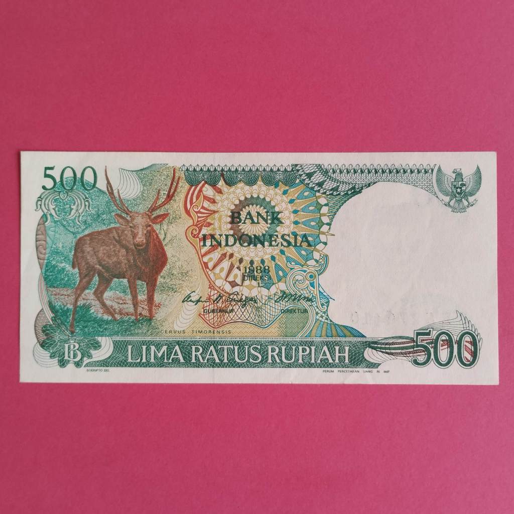 Uang Kuno Kertas Rp 500 Tahun 1988 Rusa UK 022