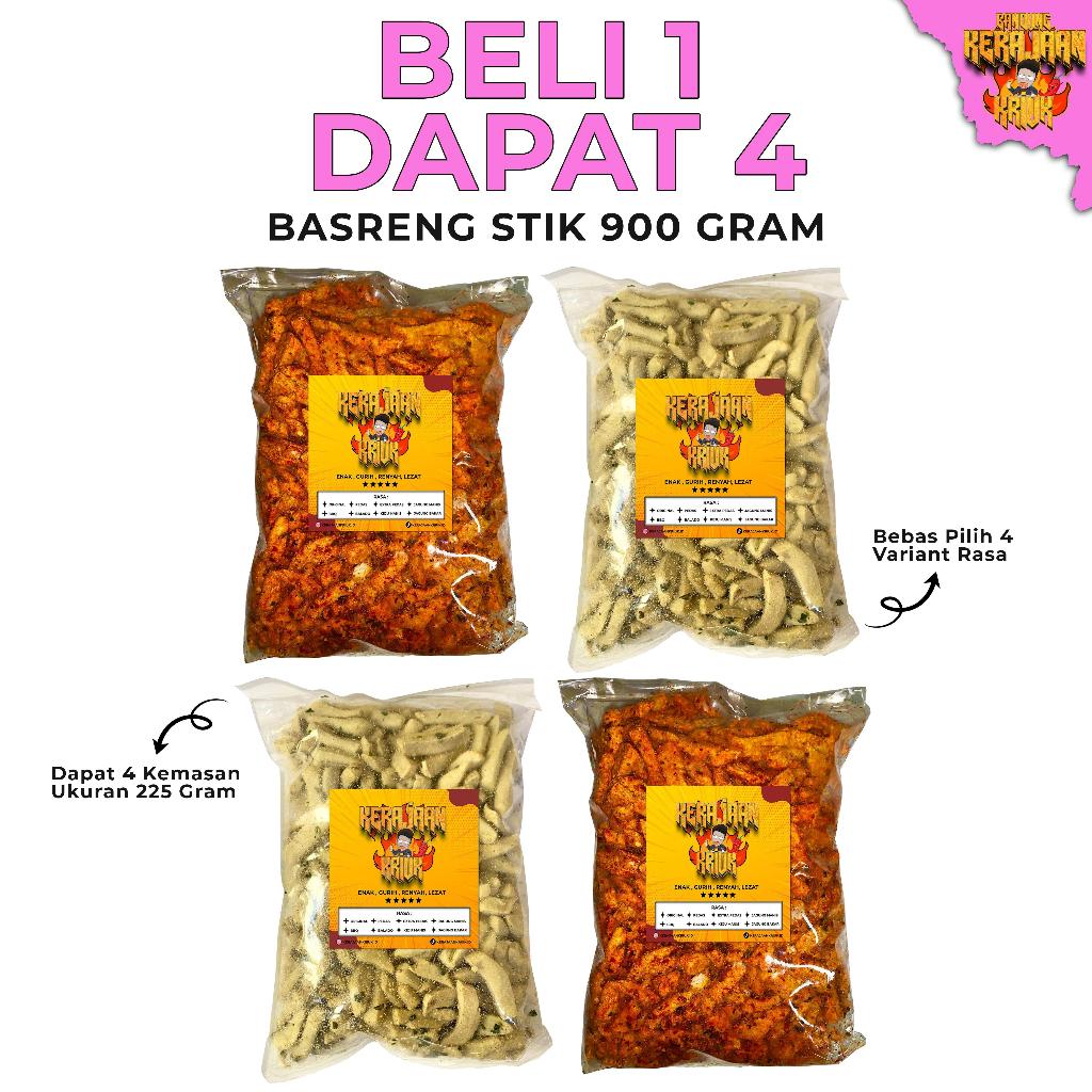 

KERAJAANKRIUK - Beli 1 Dapat 4 BASTIK 900 Gram Basreng Rasa Original 225gr Pedas 225gr Balado 225gr Bebas Pilih 4 Varian Cemilan