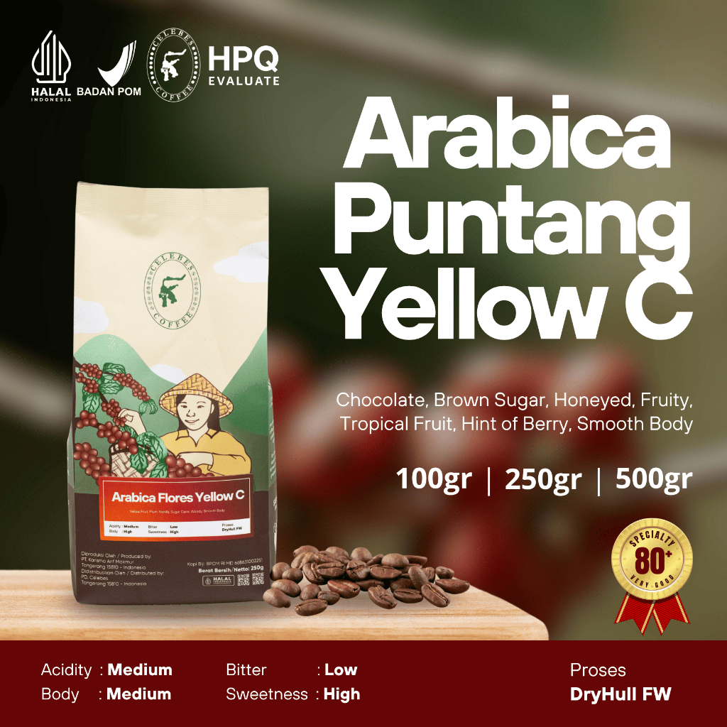 

CELEBES COFFEE - Kopi Arabika / Arabica Puntang Yellow Caturra - Ayi Sutedja - 100gr / 250gr / 500gr