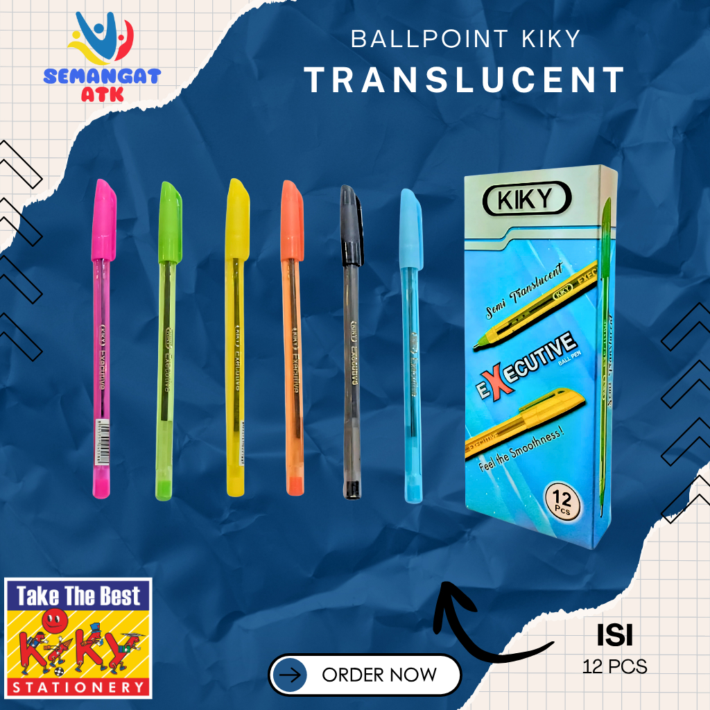 

Pulpen / Ballpoint Translucent KIKY isi @12 (Tinta hitam)