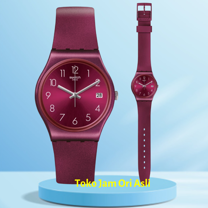 Promo Original SWATCH GR405 - Jam Tangan Wanita - Merah Maroon Swiss Made  Garansi Resmi 2 Tahun