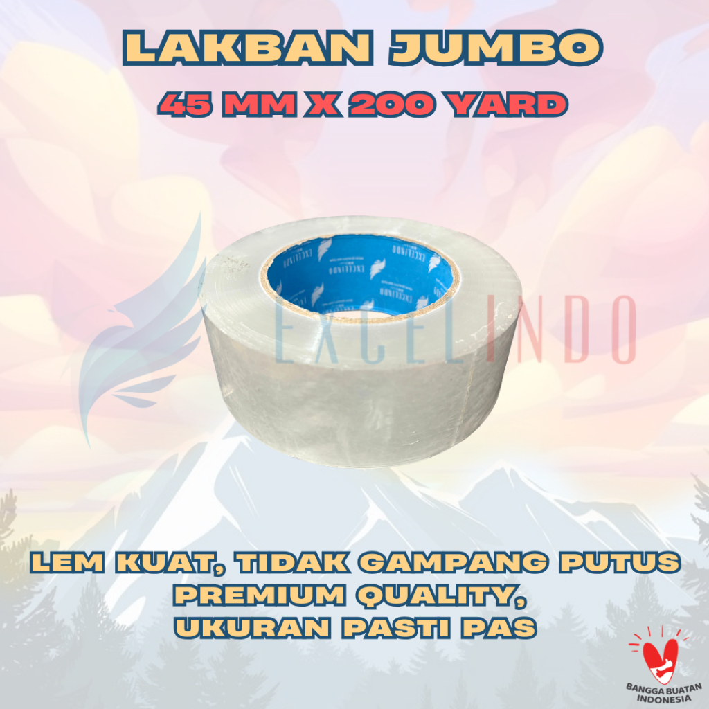 

Excelindo Lakban OPP 45mm x 200 Yard REAL Bening/Coklat Lem Rekat dan Tidak Gampang Putus