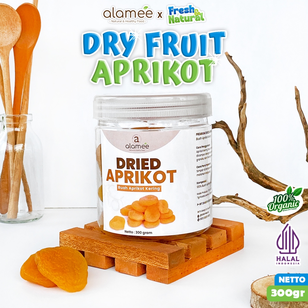 

ALAMEE Dried Apricot Buah Aprikot Kering Dried Fruit Apricots Tanpa Biji Cemilan Buah Sehat 300gr fresh and natural