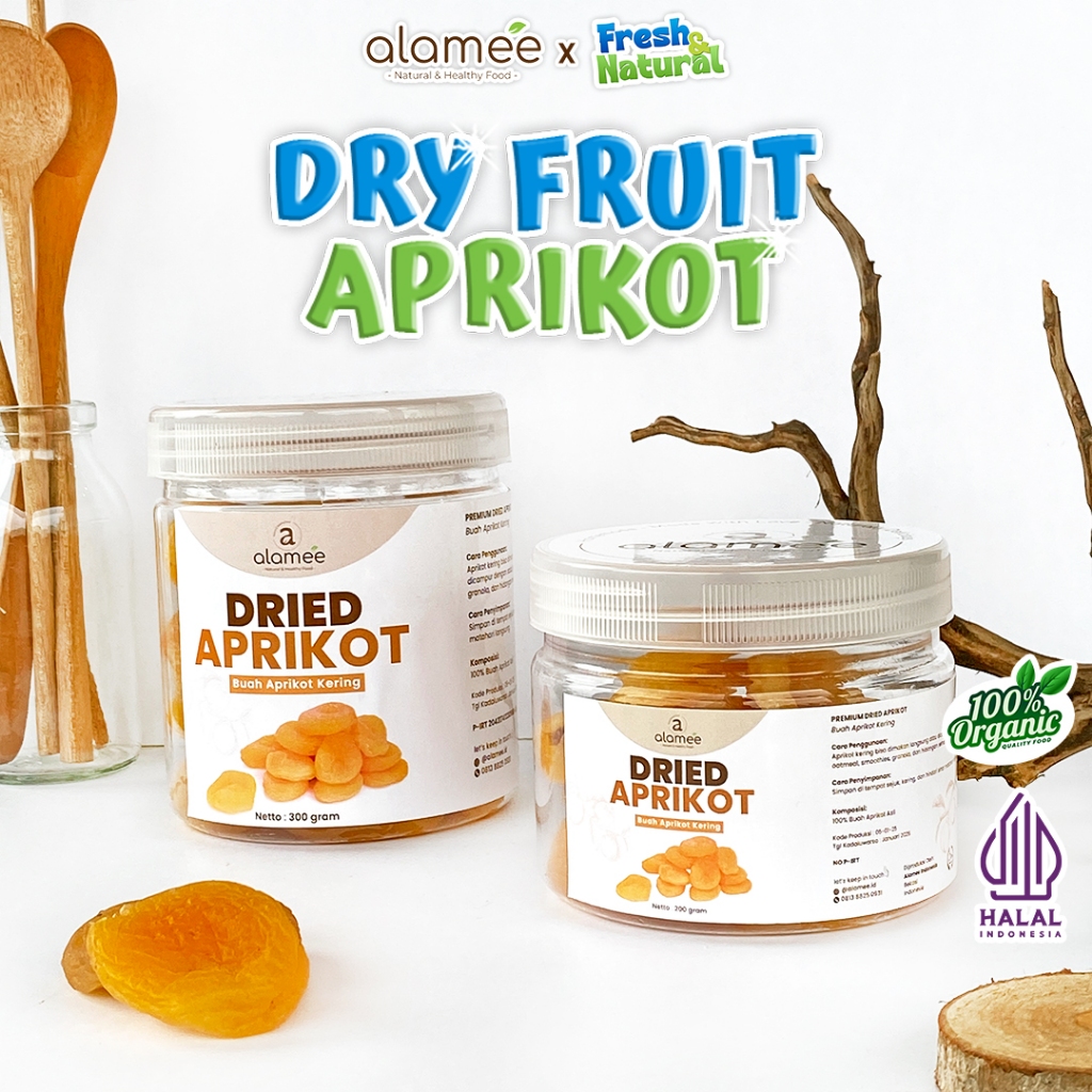 

ALAMEE Dried Apricot Buah Aprikot Kering Dried Fruit Apricots Tanpa Biji Cemilan Buah Sehat 300gr fresh and natural