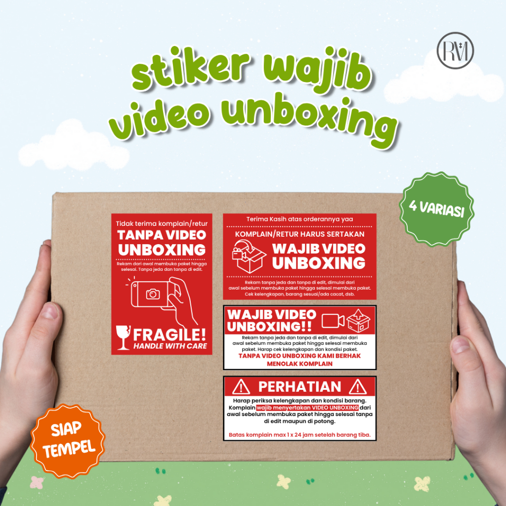 

Stiker Wajib Video Unboxing | Stiker Fragile | Stiker Unboxing | Sticker Label Olshop
