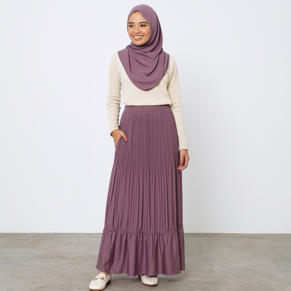RECOMMENDED ROK PANJANG PLISKET PUTIH / ROK PANJANG PLISKET LIDI