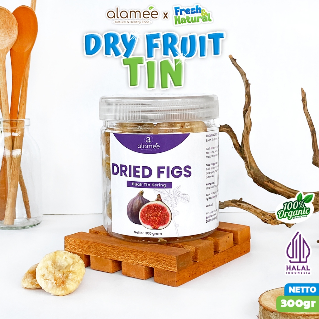 

ALAMEE Buah Tin Kering Cemilan Buah Sehat Dried Figs Buah Ara Kering Rendah Kalori 300gr fresh and natural