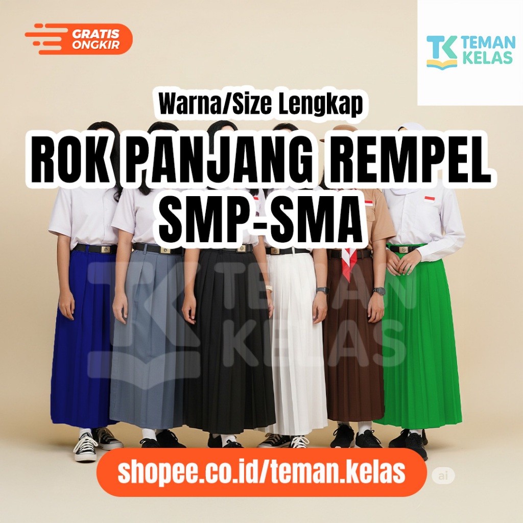 Rok Panjang Seragam SMP SMA Warna Biru Abu Coklat Hitam Hijau Putih – Seragam Sekolah Cewek 9.9
