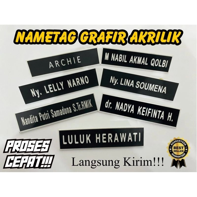 

Papan Nama Dada Akrik Grafir Proses Cepat 10 Menit Jadi