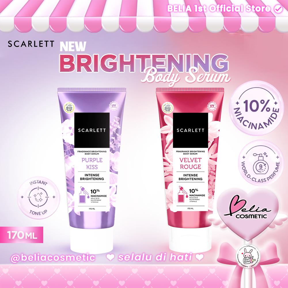 ❤ BELIA ❤ SCARLETT 10% Niacinamide Fragrance Brightening Body Serum 170ml | Velvet Rouge Purple Kiss