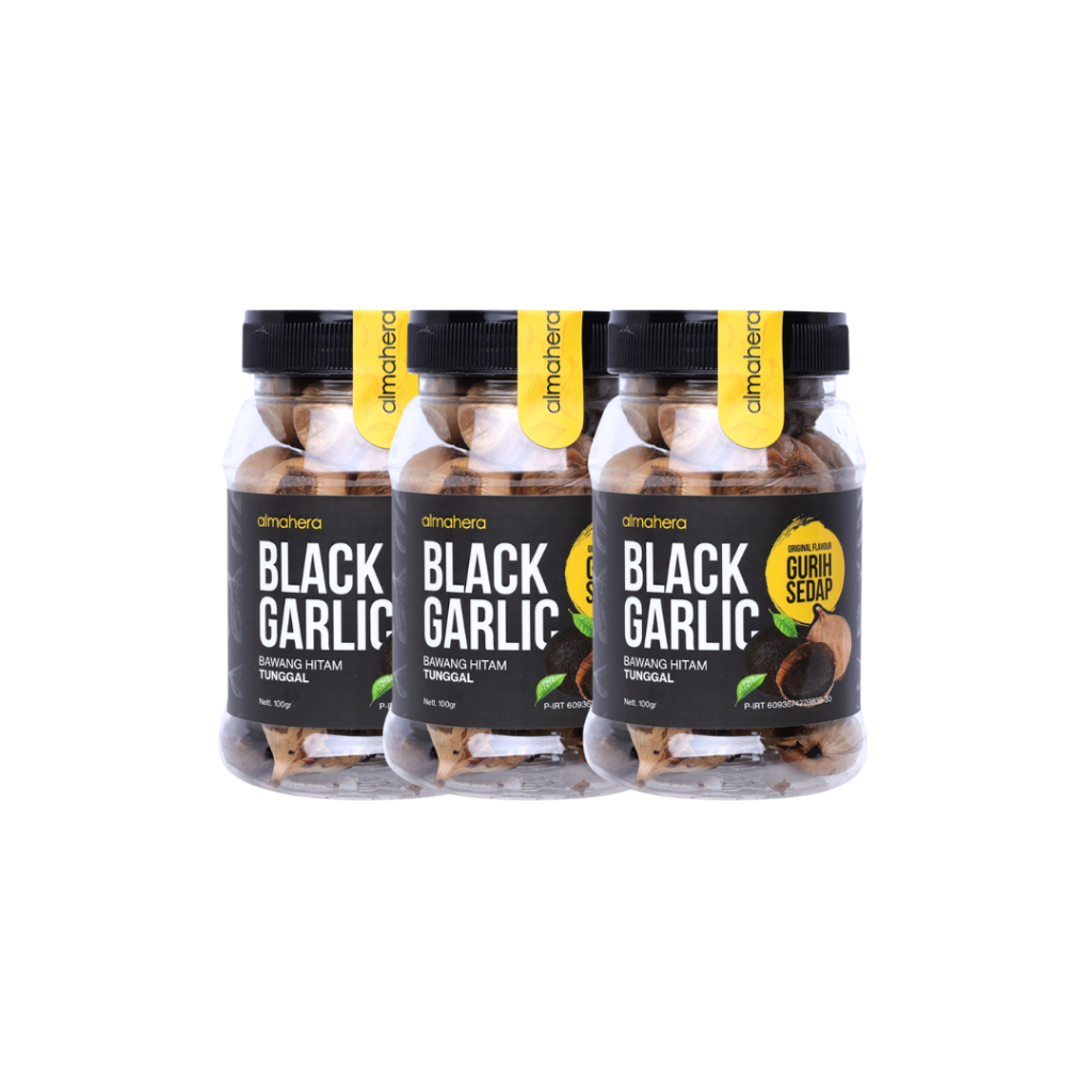 

ALMAHERA - Black Garlic Bawang Hitam Tunggal Paket 3 pcs 100gr