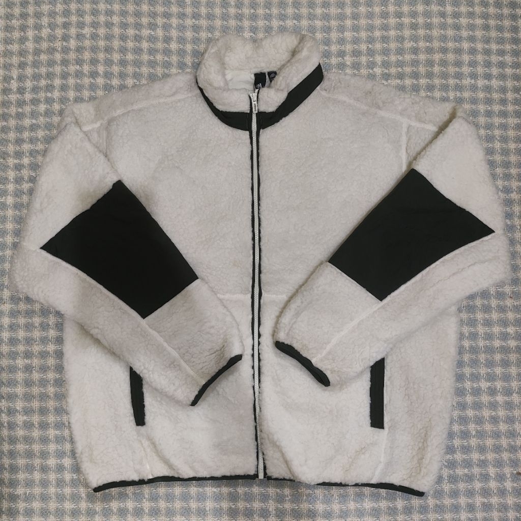jacket fleece putih adidas sherpa size L fit XL (likenew)