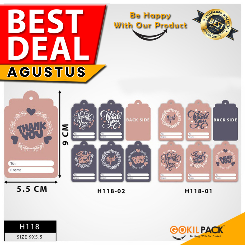 

Hangtag Murah|Label Thankyou|Kartu Ucapan Thankyou|Uk 9x5.5 cm|H118