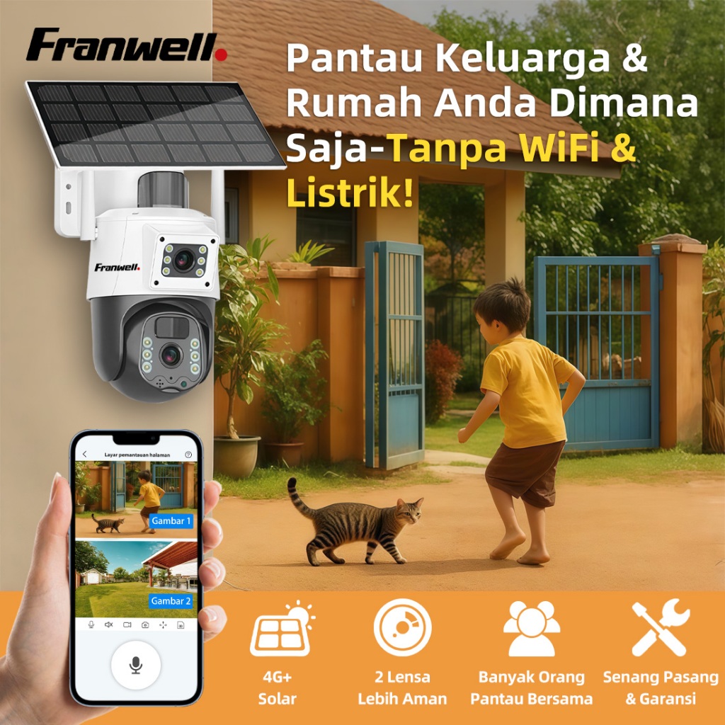 CCTV 4G Solar Area 2x Lebih Luas Pantau Rumah Tanpa WiFi & Listrik Gratis SIM & Mudah Pasang