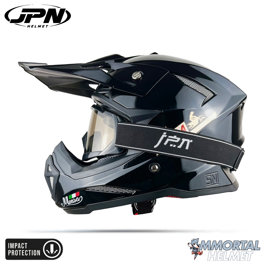 Helm Trail Cross Full Face JPN MONSA Solid Dewasa Premium SNI Motorcycle