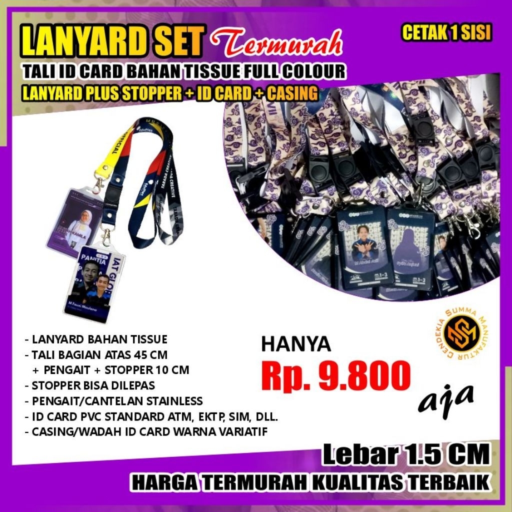 

Lanyard Set (stopper + ID Card + Casing), Custom Desain, Cocok untuk segala event