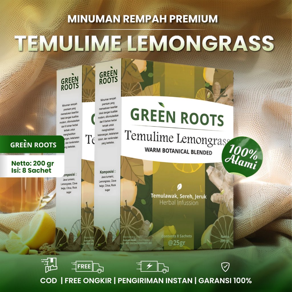 

Temulime Lemongrass Herbal Temulime 200g Green Roots Minuman Rempah Organik untuk Imun, Pegal & Radikal Bebas 2 Box