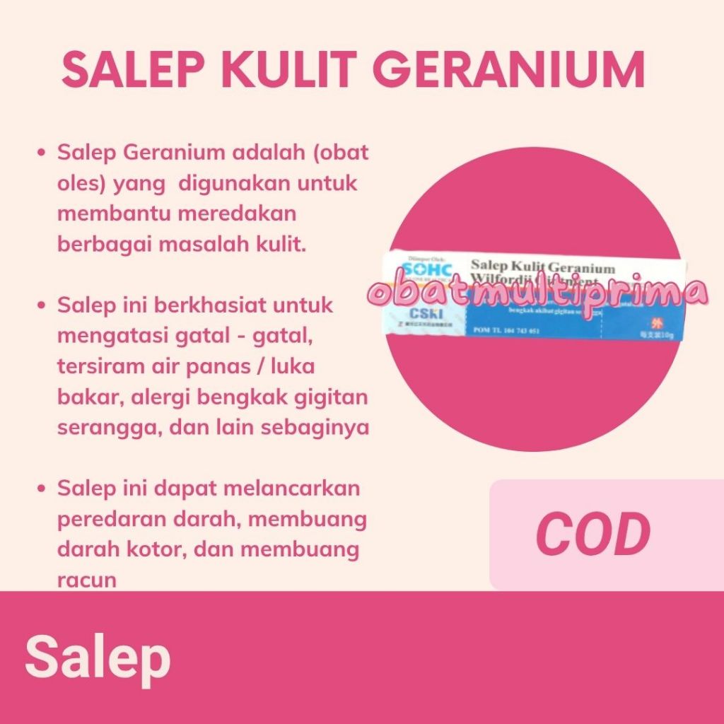 Salep Kulit Geranium Wilfordii Ointment - Salep Cina Gatal Luka Bakar