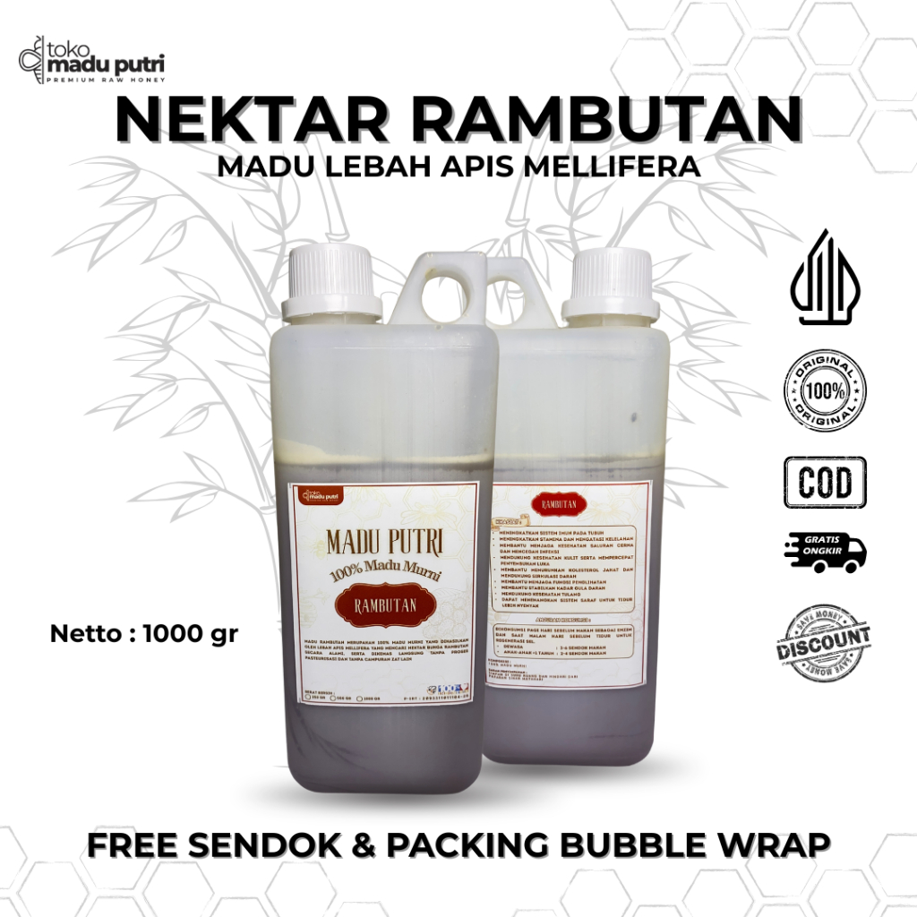 

Madu Putri Madu Rambutan 1Kg – Madu Asli Nektar Bunga Rambutan, Rasa Segar & Lezat
