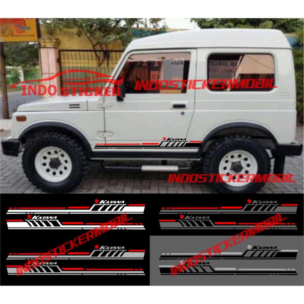Cutting sticker mobil katana stiker list stripe body samping mobil suzuki katana sticker terbaru kat
