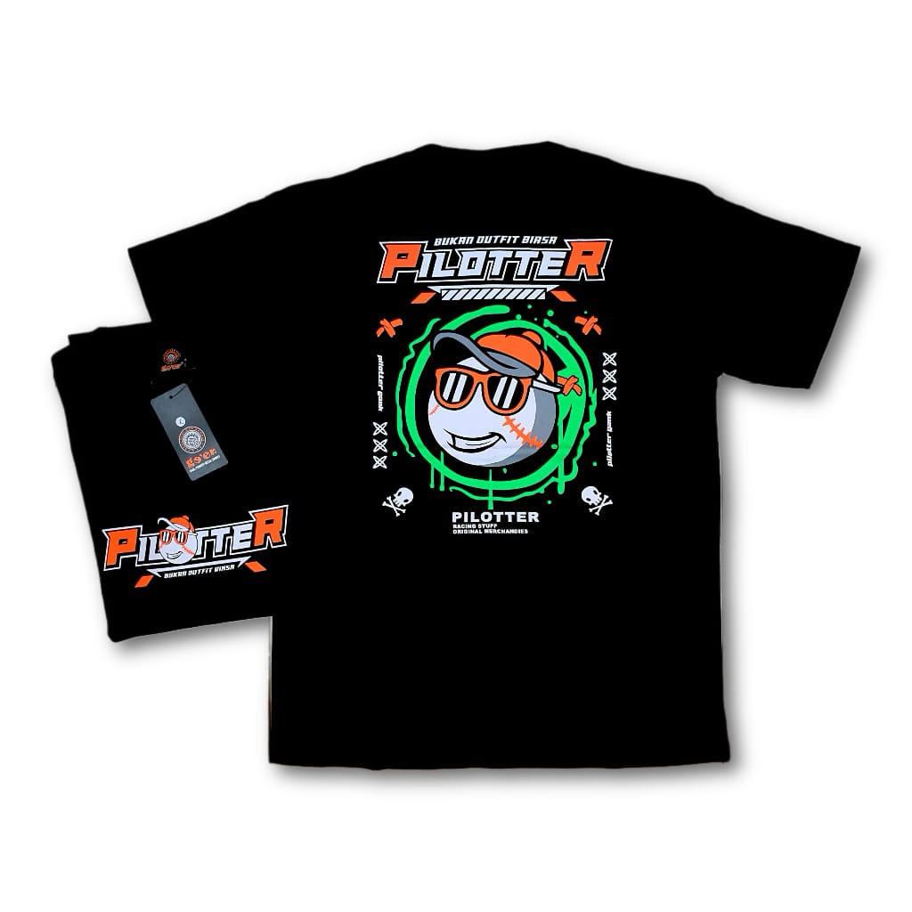 KAOS DISTRO TERBARU MOTIF PILOTER GANK BUKAN OUTFIT BIASA WARNA HITAM