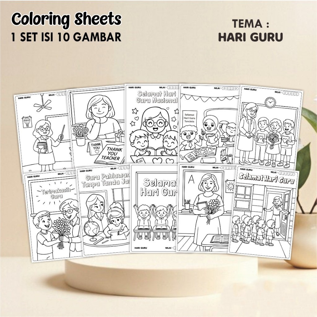 

Lembar Mewarnai TEMA HARI ISLAM & NASIONAL -Coloring Sheet Ukuran A4 -1 Set Isi 10 Lembar PHBN/PHBI