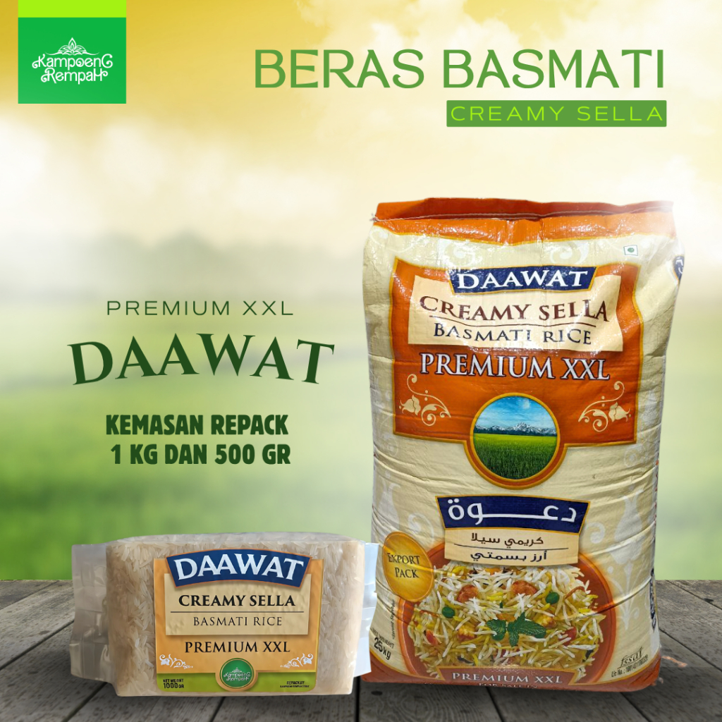 

Beras Basmati Daawat Premium XXL Creamy Sella repack 1 Kg