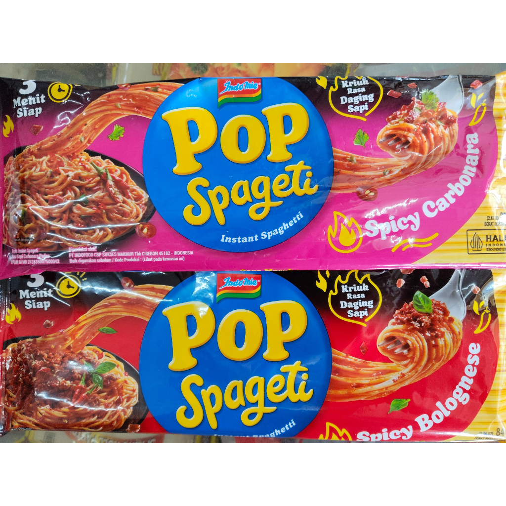 

POP MIE SPAGETI SPICY BOLOGNESE CARBONARA 80 GR SPAGHETTI SPAGHETI MI