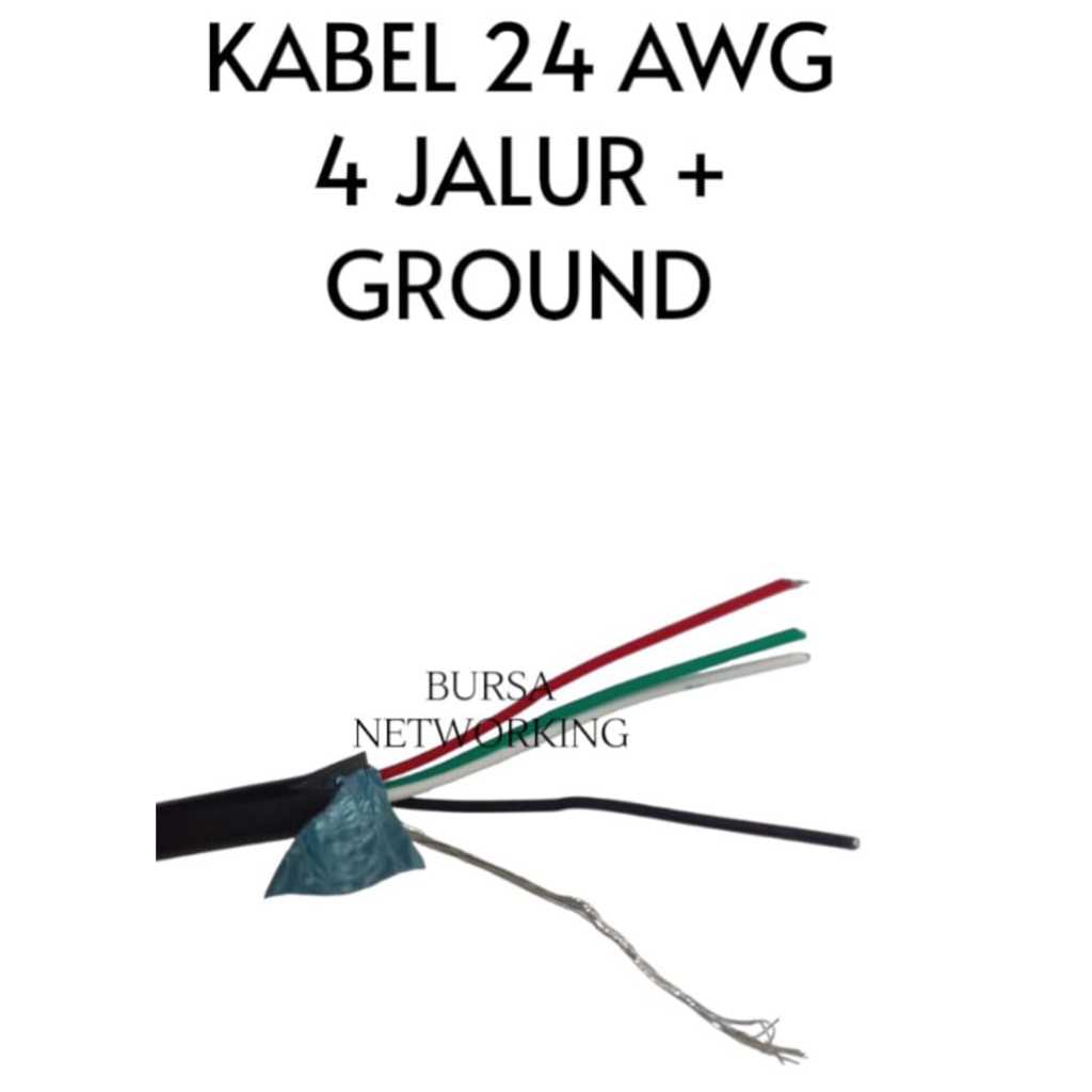 KABEL 4 JALUR AWG 24 HITAM KABEL SERABUT 4 PLUS GROUND