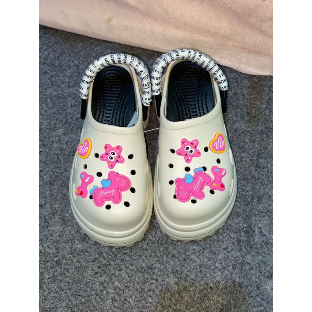 Sandal Wanita Sendal Baim Fuji Clog Motif Kuee Sandal Karet EVA Rubber Tinggi Empuk Elastis dan Anti