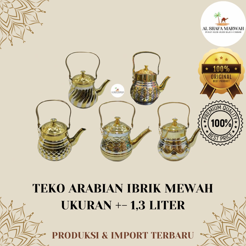 Teko Arabian Ibrik Air Zamzam Mewah +-1,3 Liter | Teko Zamzam | Teko Ibrik | Teko Gahwa | Teko Qohwa