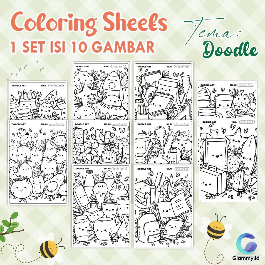 

Kertas Mewarnai - Coloring Sheet Rilia Tema Doodle Ukuran A3 - Kertas Tebal - Warna Tajam