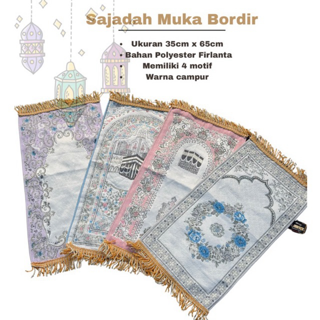 (Isi 3pcs) Sajadah Mini Bordir Turkiye Turki Turky Travel Mewah Elegan Ukuran 35*65