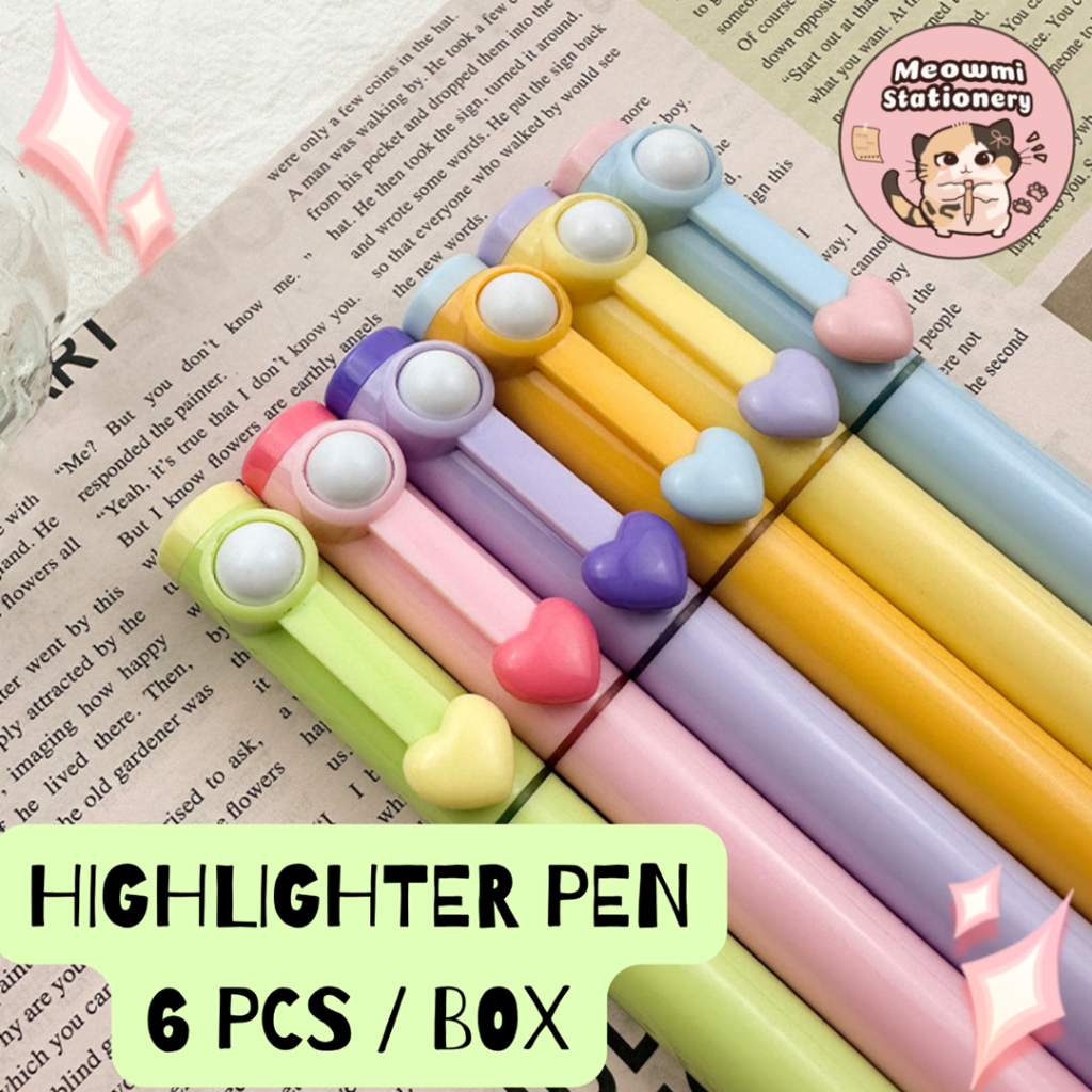 

Set 6Pcs Highlighter Stabilo Warna Warni Motif Love Unik Lucu HGL0020