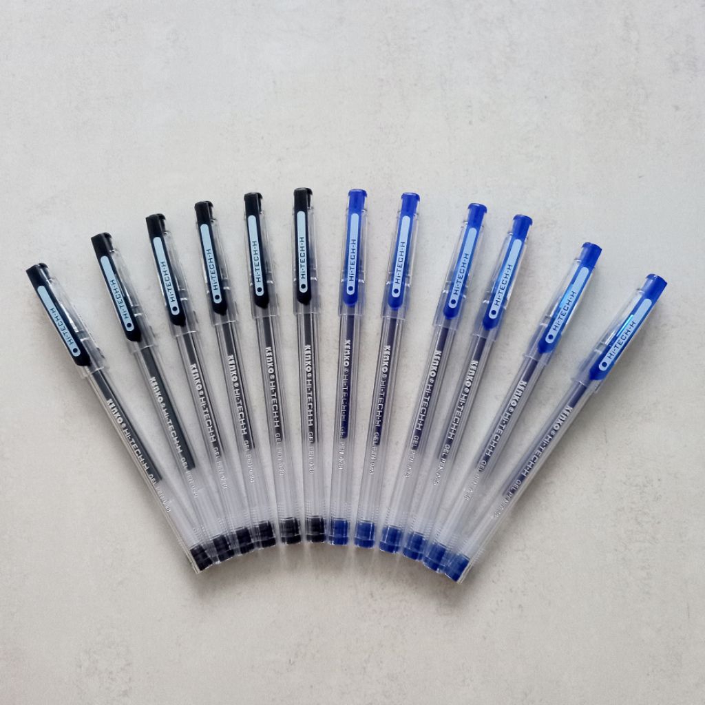 

[ PACK ISI 6 HITAM 6 BIRU ] Pulpen Gel Pen Pena Jel 0.28 mm Kenko Hi Tech Hitam Biru