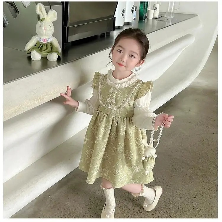 Dress Hanfu Flower Model 2in1 Anak Perempuan Usia 1-4 Tahun | Baju Lengan Panjang Kembung Model Seru
