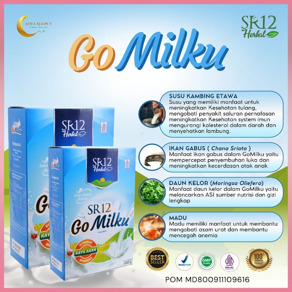 

Gomilku SR12 Herbal Susu Kambing Etawa Bubuk - 600gr Original Coklat dan Strawberry