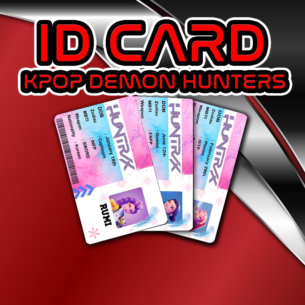 

ID CARD PVC RUMI,ZOEY,MIRA KPOP DEMON HUNTERS PREMIUM QUALITY