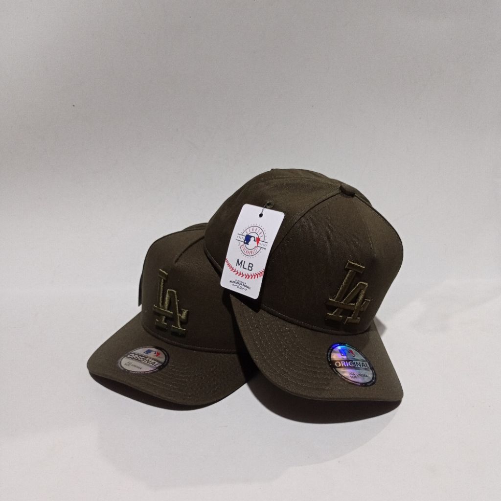 Topi Pria Style Kualitas Premium Basseball Cap MLB Brand Motif LA/ Losangles Hijau Army Grade Miror 