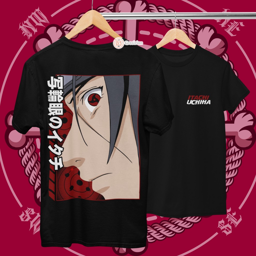 KAOS ITACHI UCHIHA ANIME NARUTO - KAOS BAJU ANIME NARUTO, KAOS SABLON, SABLON DTF