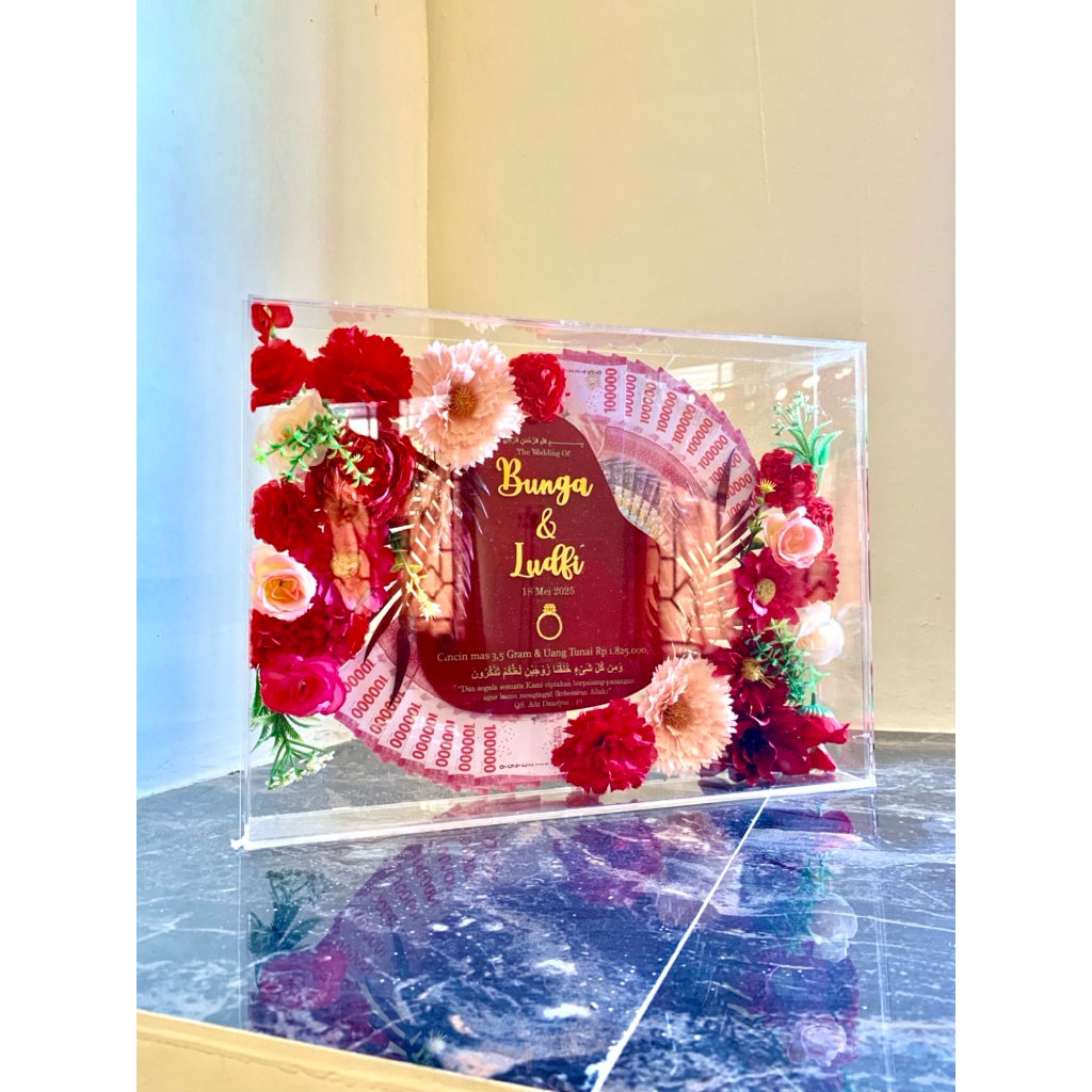 custom mahar akrilik pernikahan seserahan