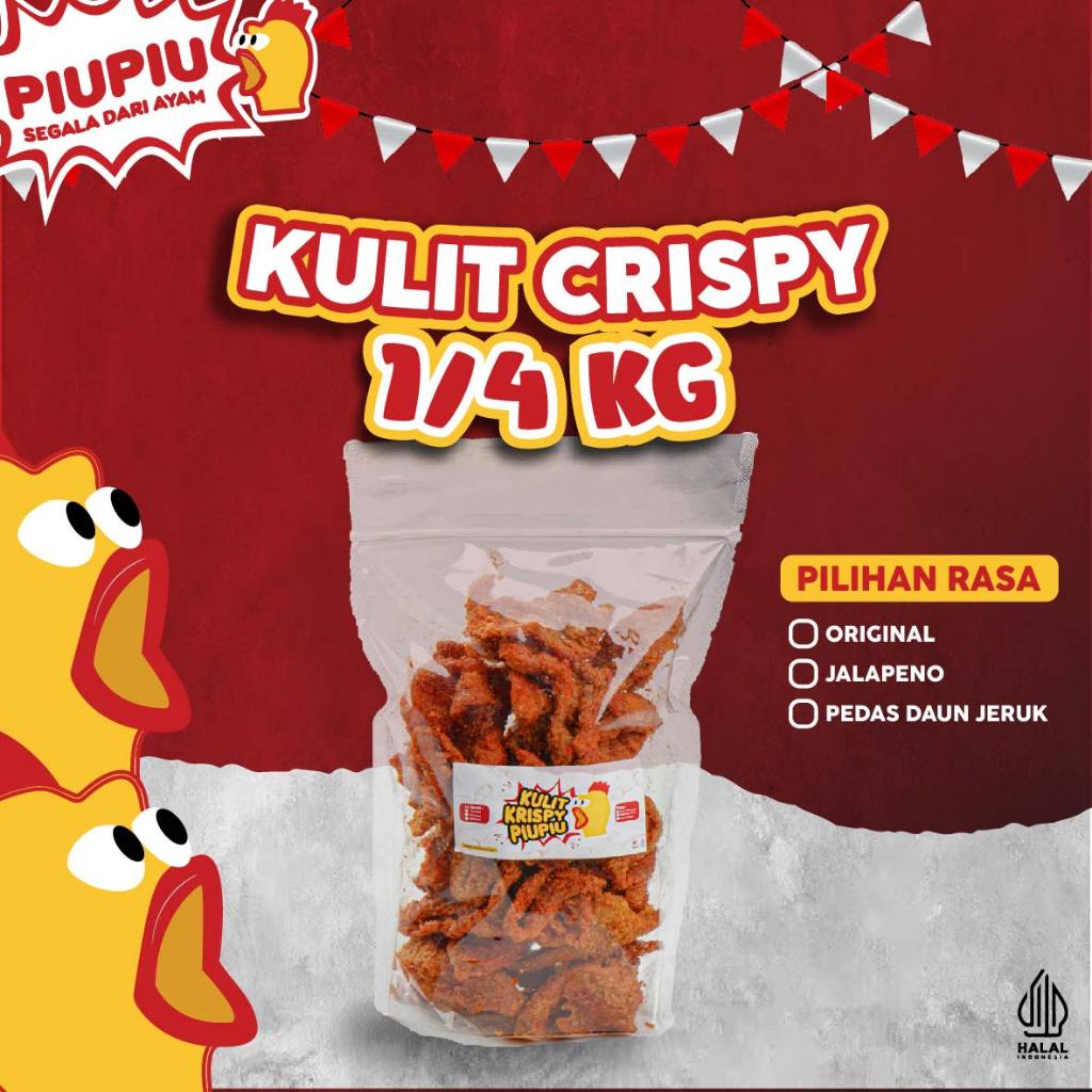 

PiuPiu - Kulit Ayam Crispy 250gr Snacks Rasa Jalapeno/Original/Pedas Daun Jeruk