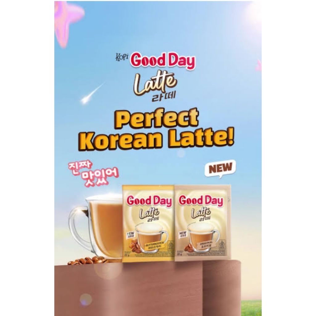 

GOOD DAY KOREA LATTE 10SACHET-GOODDAY KOREA VARIAN BARU BUTTER DAN ORIGINAL