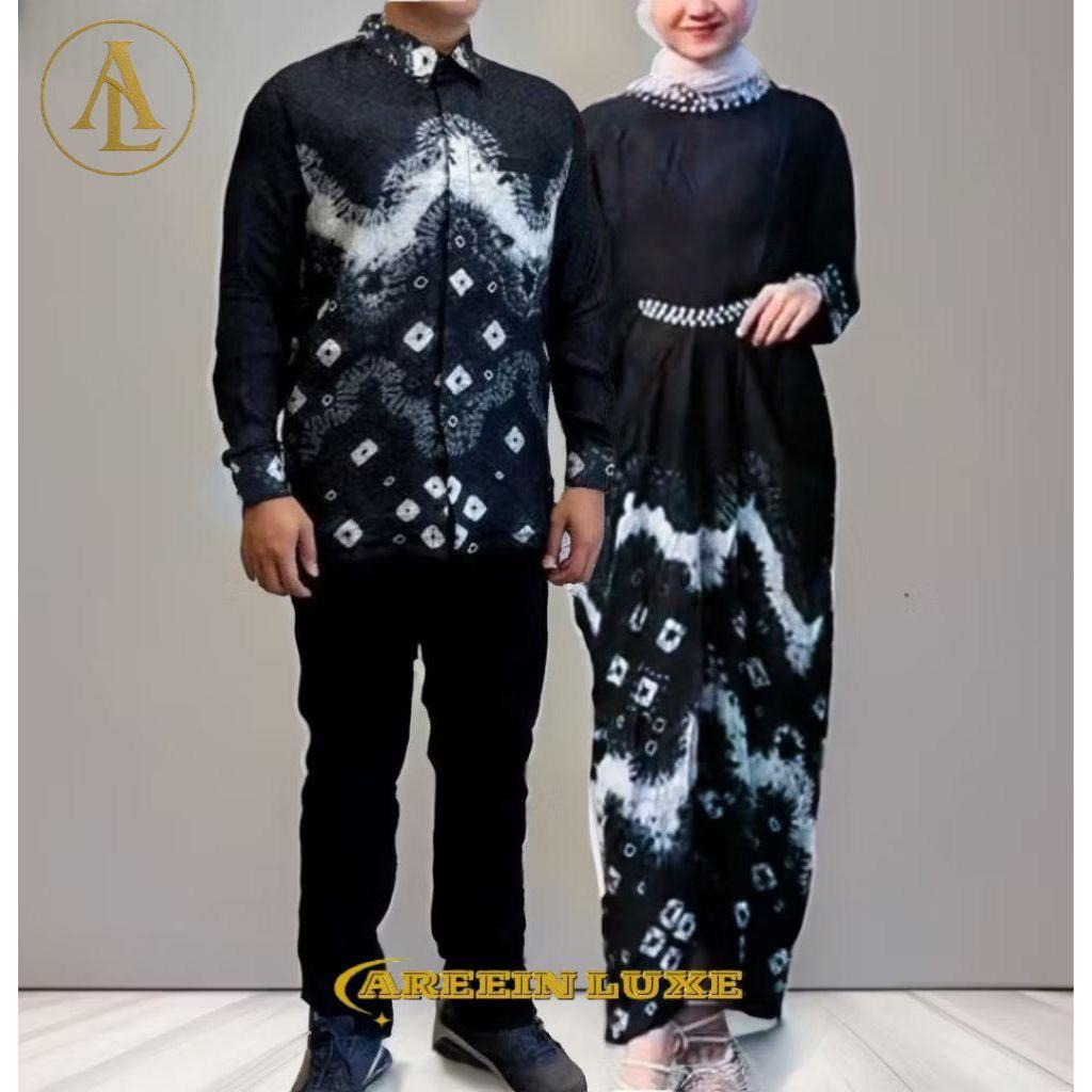 Ateefa Kaftan Jumputan Dress Setelan Baju Batik Pasangan Mewah Modern Kondangan Couple Kaftan